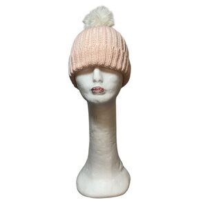 Charlie Paige Blush Knit Beanie with Pom Pom Sz-OS